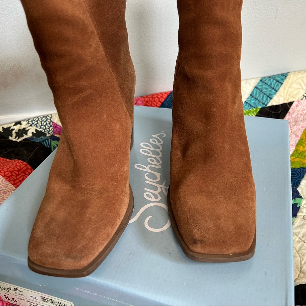 Seychelles Brown Suede Block Heel Boots - Picture 4 of 6